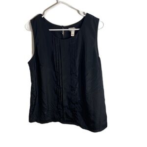 Merona Ruffle Front Tank Top XL Black Career Work